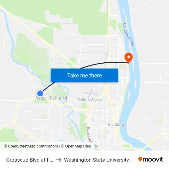 Grosscup Blvd at Fern St to Washington State University Tri-Cities map
