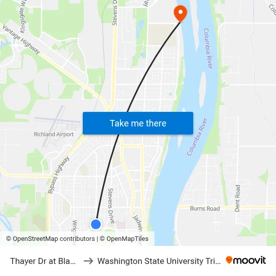 Thayer Dr at Black Ct to Washington State University Tri-Cities map