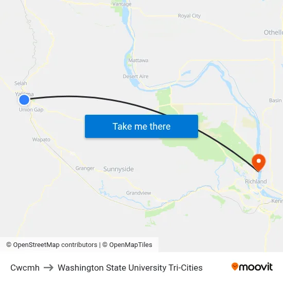 Cwcmh to Washington State University Tri-Cities map
