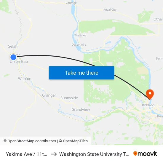 Yakima Ave / 11th Ave to Washington State University Tri-Cities map