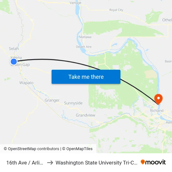 16th Ave / Arlingt to Washington State University Tri-Cities map