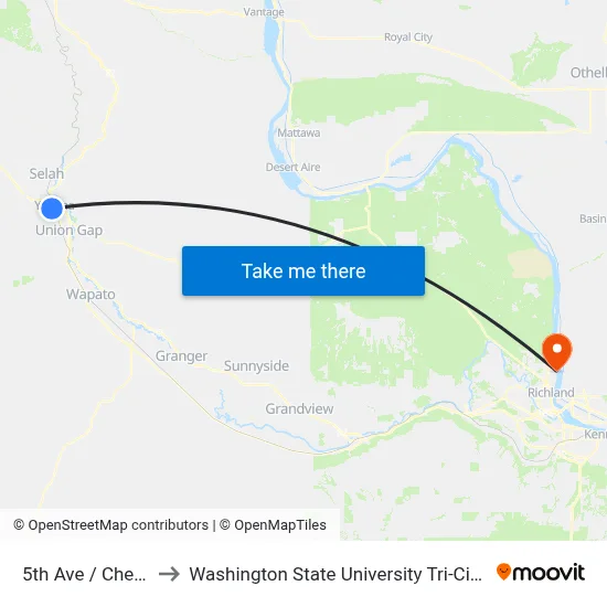 5th Ave / Cherry to Washington State University Tri-Cities map