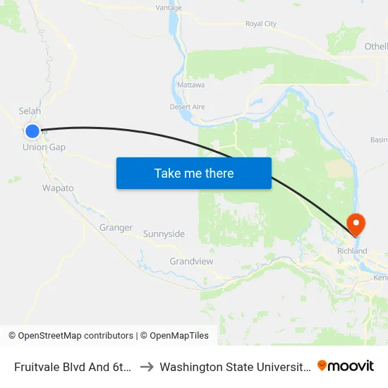 Fruitvale Blvd And 6th Avenue to Washington State University Tri-Cities map