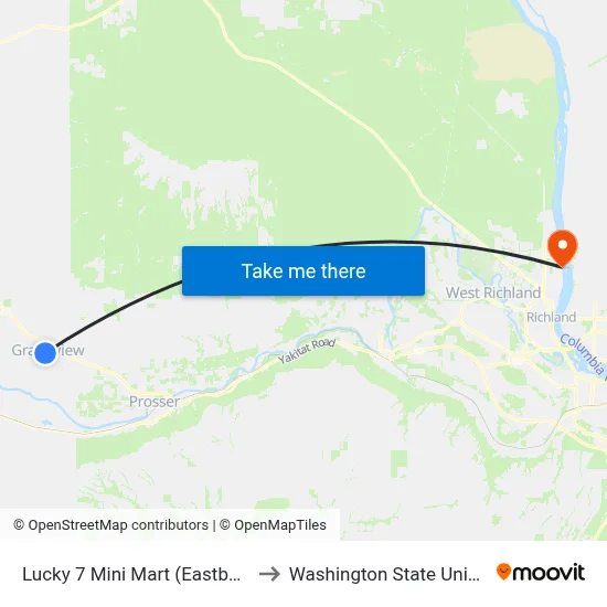Lucky 7 Mini Mart (Eastbound) - Grandview to Washington State University Tri-Cities map