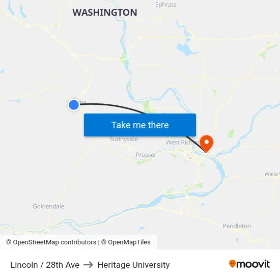 Lincoln / 28th Ave to Heritage University map