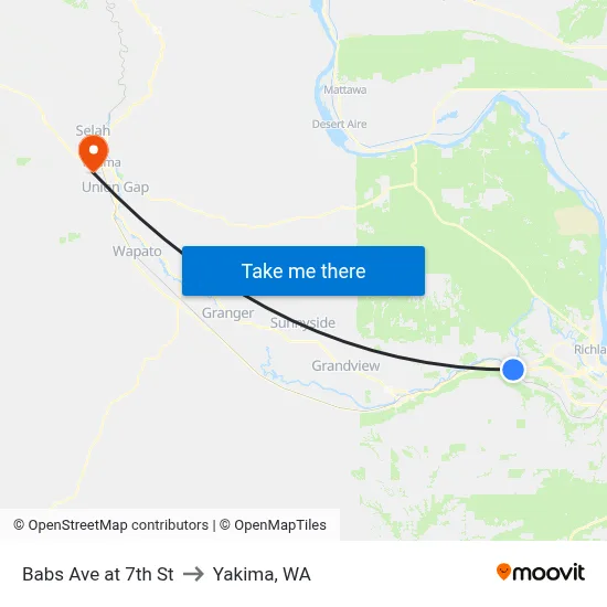 Babs Ave at 7th St to Yakima, WA map