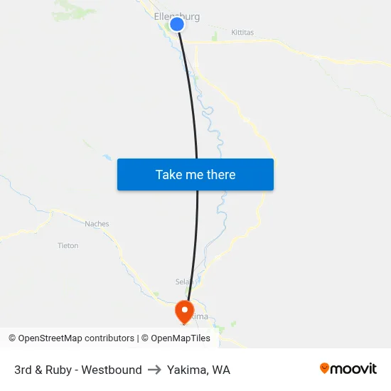 3rd & Ruby - Westbound to Yakima, WA map