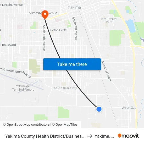 Yakima County Health District/Business Park to Yakima, WA map