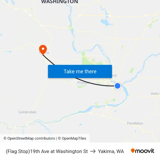 (Flag Stop)19th Ave at Washington St to Yakima, WA map
