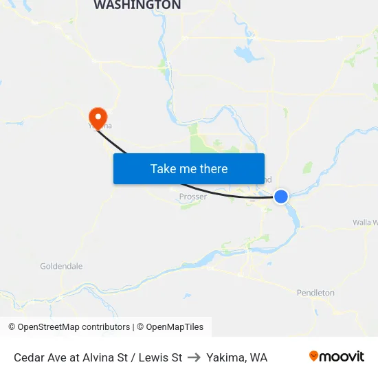 Cedar Ave at Alvina St / Lewis St to Yakima, WA map