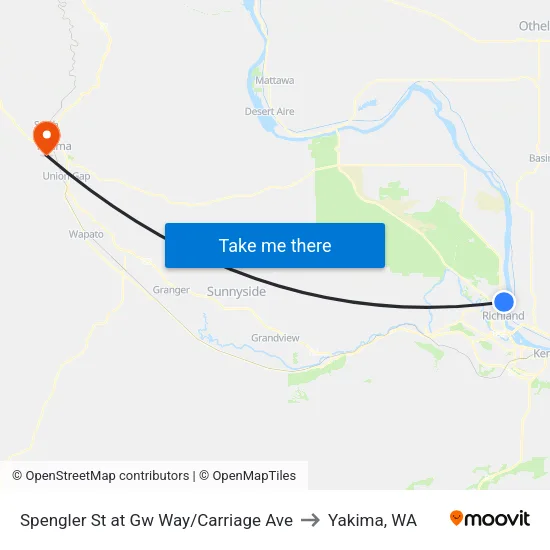 Spengler St at Gw Way/Carriage Ave to Yakima, WA map