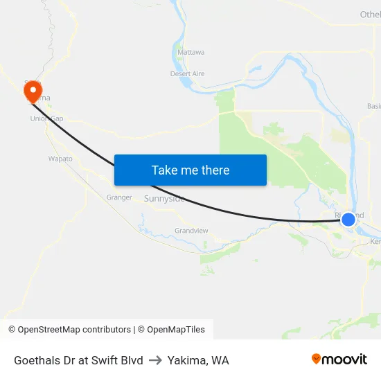 Goethals Dr at Swift Blvd to Yakima, WA map