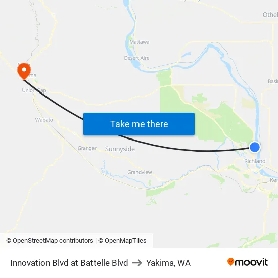 Innovation Blvd at Battelle Blvd to Yakima, WA map