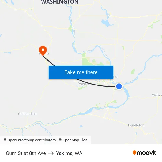 Gum St at 8th Ave to Yakima, WA map