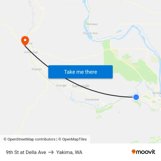 9th St at Della Ave to Yakima, WA map