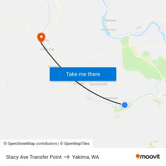 Stacy Ave Transfer Point to Yakima, WA map