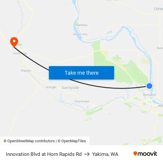 Innovation Blvd at Horn Rapids Rd to Yakima, WA map