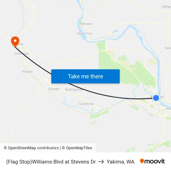 (Flag Stop)Williams Blvd at Stevens Dr to Yakima, WA map