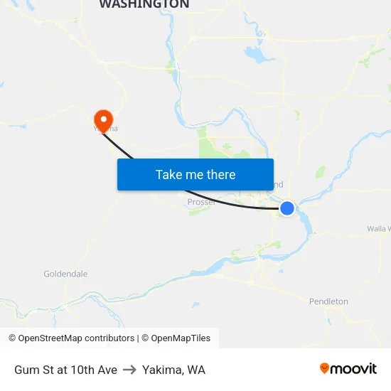 Gum St at 10th Ave to Yakima, WA map