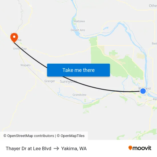 Thayer Dr at Lee Blvd to Yakima, WA map