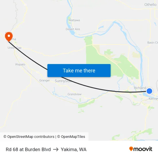 Rd 68 at Burden Blvd to Yakima, WA map
