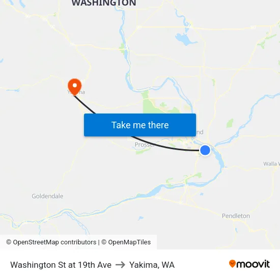 Washington St at 19th Ave to Yakima, WA map