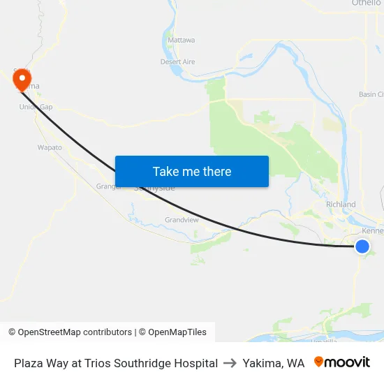 Plaza Way at Trios Southridge Hospital to Yakima, WA map