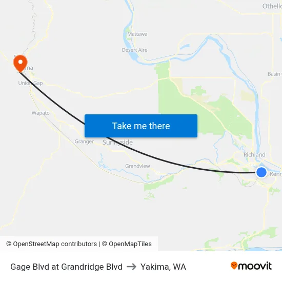 Gage Blvd at Grandridge Blvd to Yakima, WA map