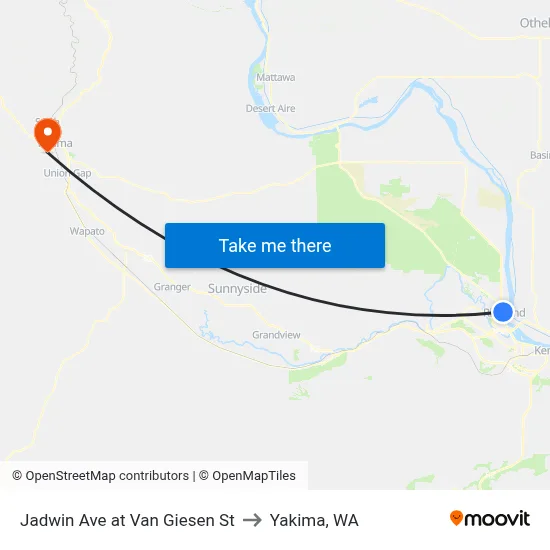 Jadwin Ave at Van Giesen St to Yakima, WA map