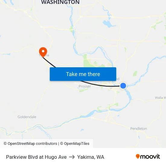Parkview Blvd at Hugo Ave to Yakima, WA map