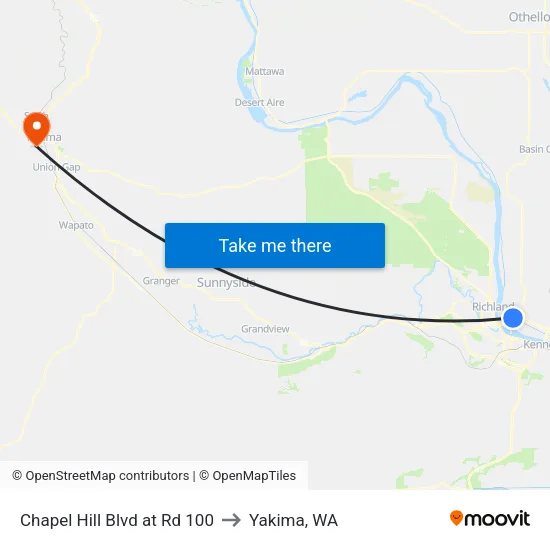 Chapel Hill Blvd at Rd 100 to Yakima, WA map