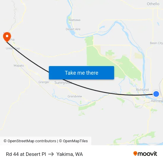 Rd 44 at Desert Pl to Yakima, WA map
