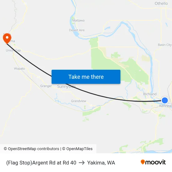 (Flag Stop)Argent Rd at Rd 40 to Yakima, WA map