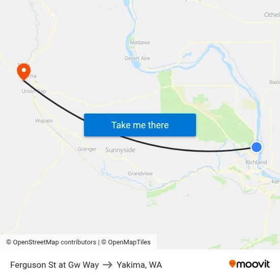 Ferguson St at Gw Way to Yakima, WA map