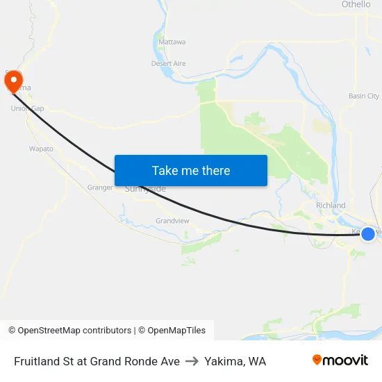 Fruitland St at Grand Ronde Ave to Yakima, WA map