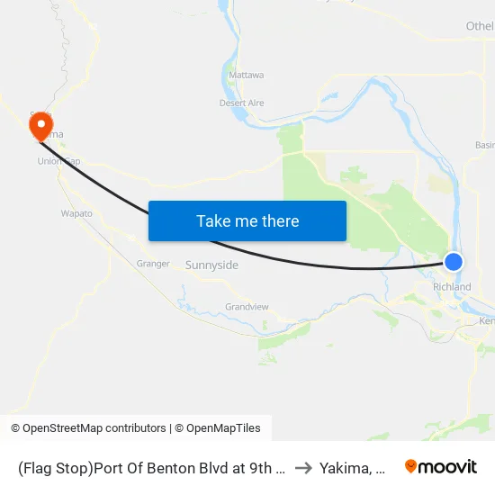(Flag Stop)Port Of Benton Blvd at 9th St to Yakima, WA map