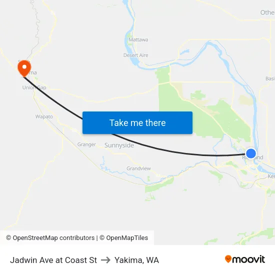 Jadwin Ave at Coast St to Yakima, WA map