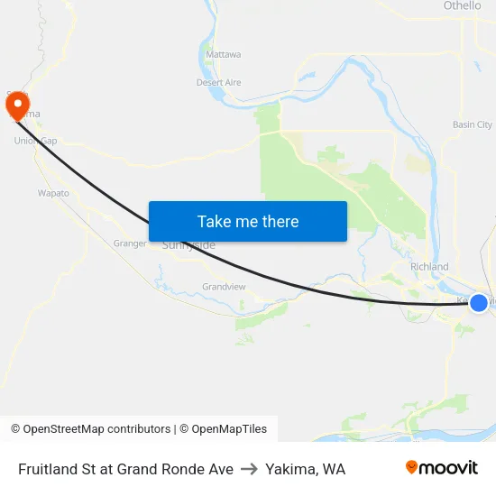 Fruitland St at Grand Ronde Ave to Yakima, WA map