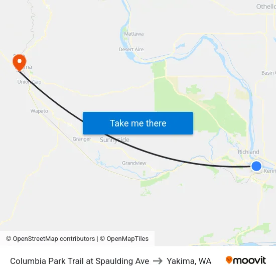 Columbia Park Trail at Spaulding Ave to Yakima, WA map