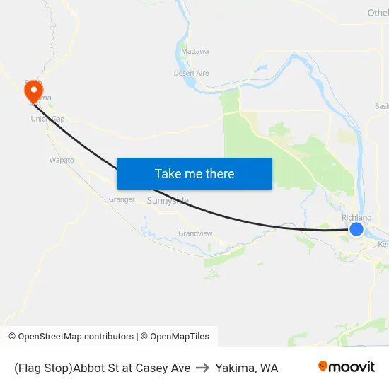 (Flag Stop)Abbot St at Casey Ave to Yakima, WA map