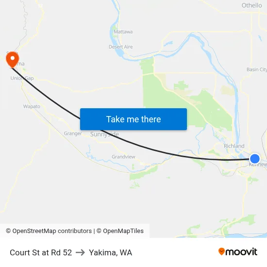 Court St at Rd 52 to Yakima, WA map