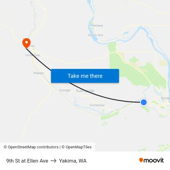 9th St at Ellen Ave to Yakima, WA map