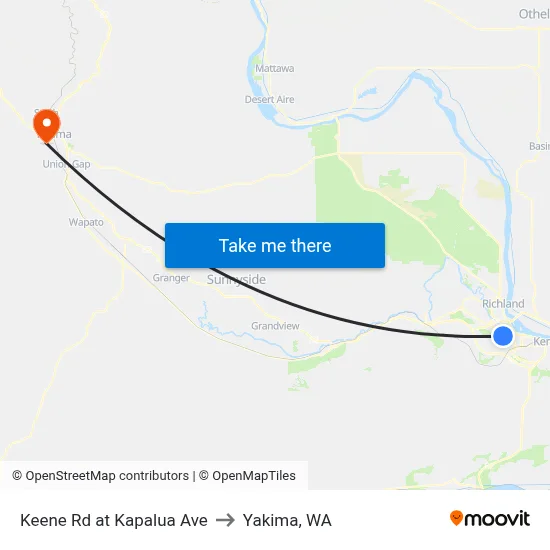 Keene Rd at Kapalua Ave to Yakima, WA map