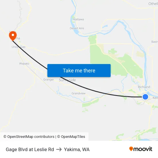Gage Blvd at Leslie Rd to Yakima, WA map