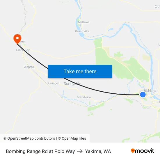 Bombing Range Rd at Polo Way to Yakima, WA map