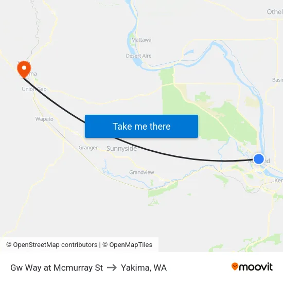 Gw Way at Mcmurray St to Yakima, WA map