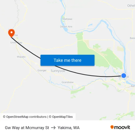 Gw Way at Mcmurray St to Yakima, WA map