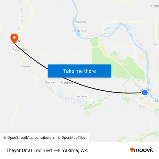 Thayer Dr at Lee Blvd to Yakima, WA map