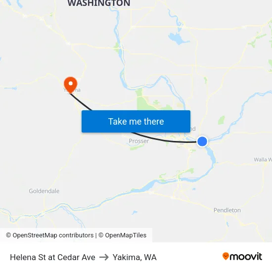 Helena St at Cedar Ave to Yakima, WA map