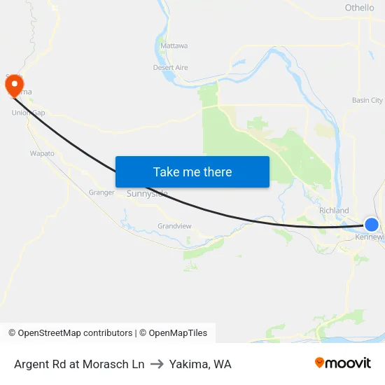 Argent Rd at Morasch Ln to Yakima, WA map